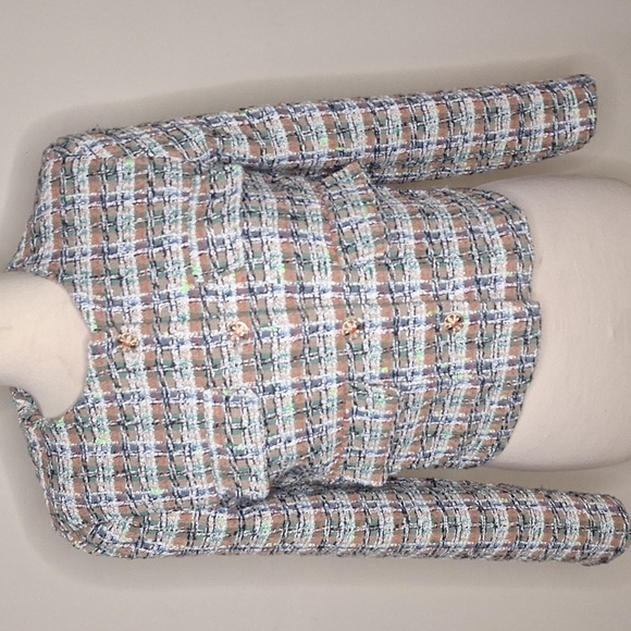 Avec Les Filles Tweed Boucle Jewel Detail Button Lady Blazer Size M - Picture 8 of 8